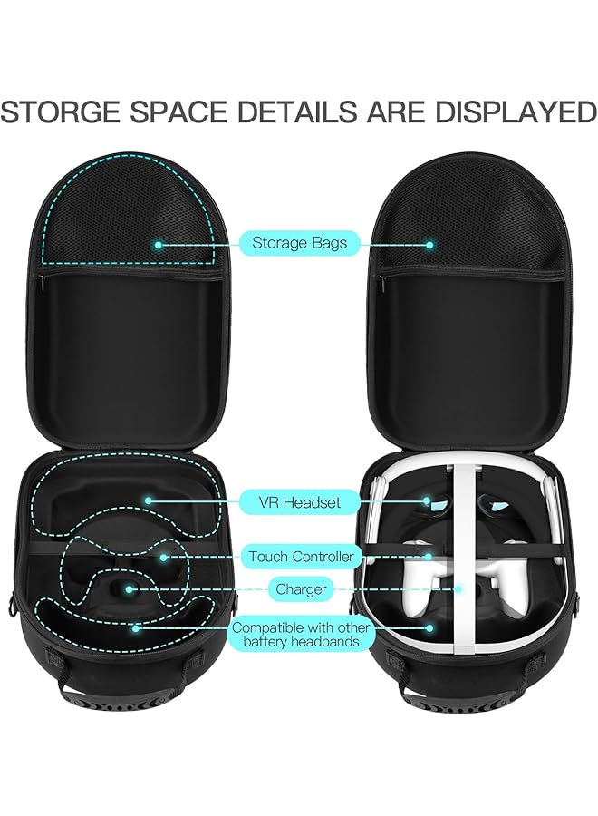 erorex Carrying Case Compatible With Oculus Meta Quest 3 Hard Eva Quest 3 Case For Vr Headset Touch Controllers And Other Accessories Portable Shoulder Backpack Suitable For Travel & Home  - Image 4