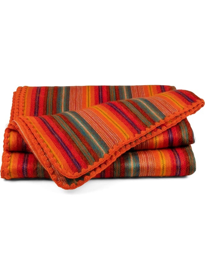 QISU Alpaca Wool Blanket Throw | Large, Beautiful, Warm, Variegated | 85 x 65 inches | Ultra-Soft, Hypoallergenic and Breathable | Non-Itchy or Scratchy Fabric (Orange Variegated) - Image 3