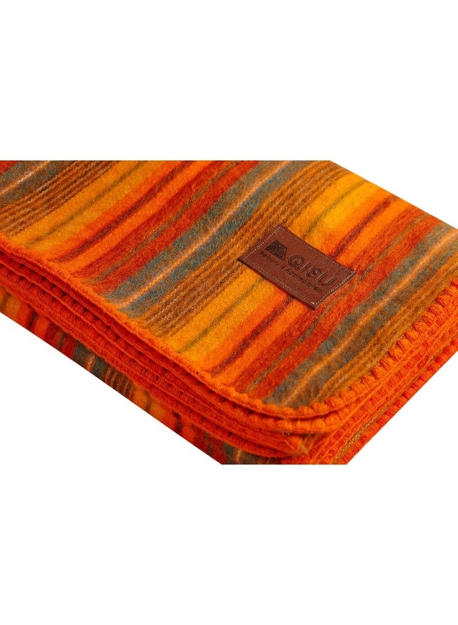 QISU Alpaca Wool Blanket Throw | Large, Beautiful, Warm, Variegated | 85 x 65 inches | Ultra-Soft, Hypoallergenic and Breathable | Non-Itchy or Scratchy Fabric (Orange Variegated) - Image 2