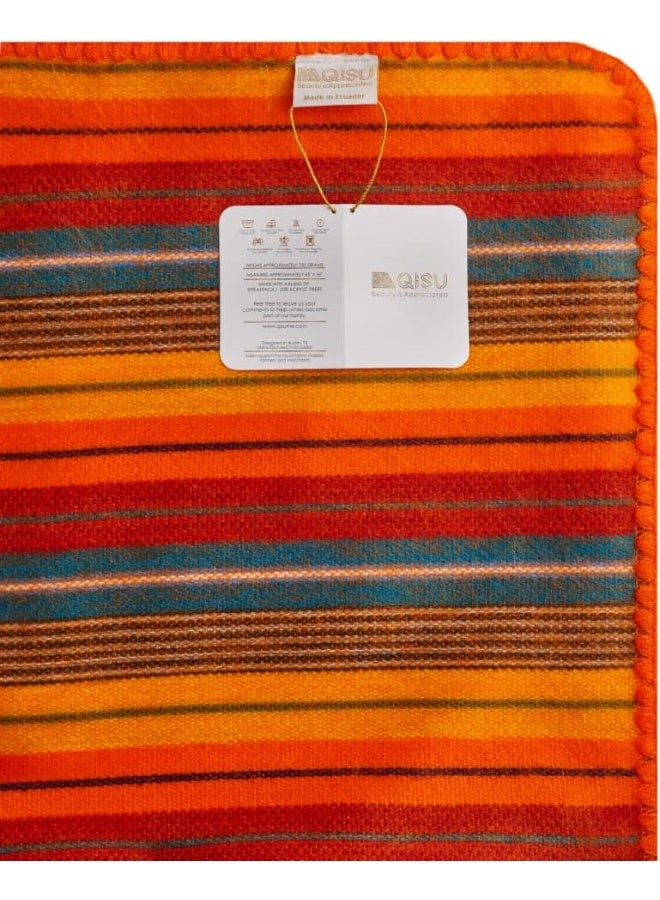 QISU Alpaca Wool Blanket Throw | Large, Beautiful, Warm, Variegated | 85 x 65 inches | Ultra-Soft, Hypoallergenic and Breathable | Non-Itchy or Scratchy Fabric (Orange Variegated) - Image 5