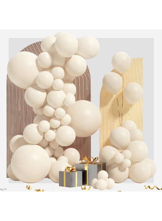 Sand White Balloon Garland Kit,132Pcs White Sand Balloon Arch Garland Kit with Different Sizes 18 12 10 5 Inch Cream Beige Latex Balloon for Birthday Party Decoration,Baby Shower,Graduation,Wedding - Image 4
