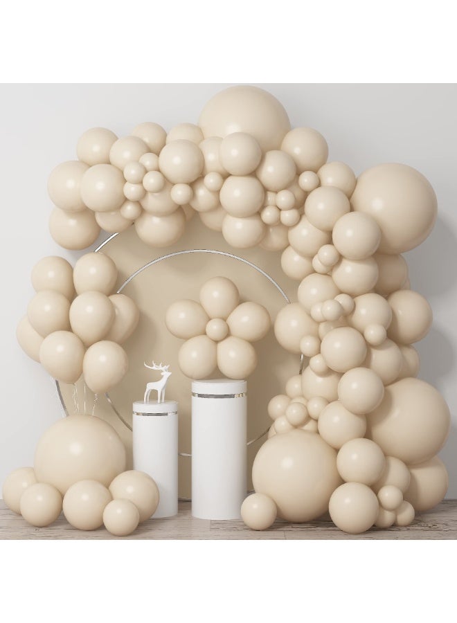 Sand White Balloon Garland Kit,132Pcs White Sand Balloon Arch Garland Kit with Different Sizes 18 12 10 5 Inch Cream Beige Latex Balloon for Birthday Party Decoration,Baby Shower,Graduation,Wedding - Image 2