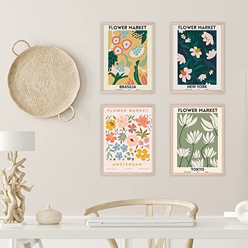 Canssape Flower Market Poster Prints Set of 4 Abstract Wall Art Prints 8"x10" Flower Wall Art Poster for Wall Decor Aesthetic Posters for Livingroom (Without Frame) - Image 2