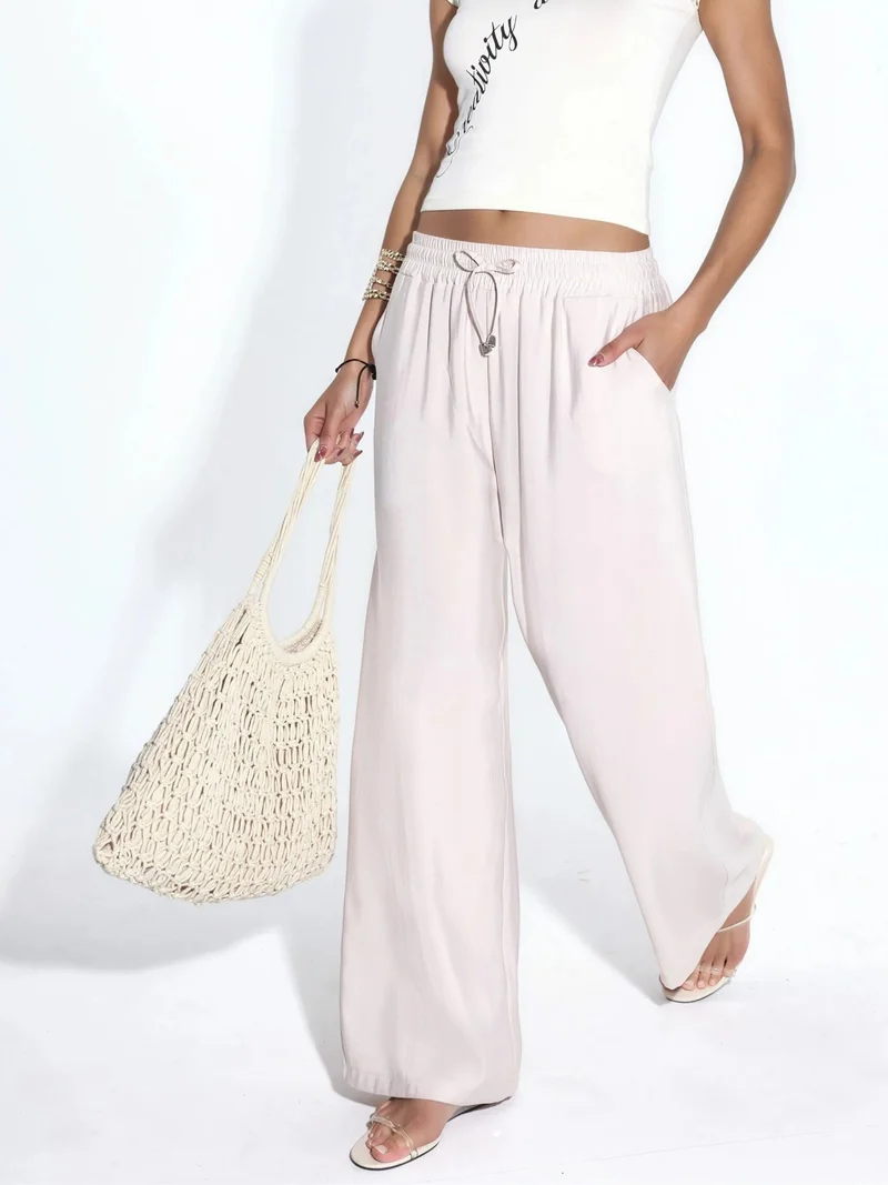 هيكاب Elastic Waist Straight Leg Modal Touch Pants