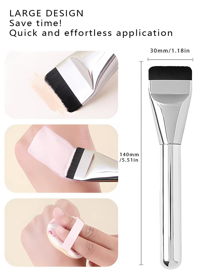 OCHEAL Flat Foundation Brush for Liquid Makeup,Ultra Thin Liquid Foundation Brush Premium Makeup Face Brush for Blending, Cream, Thin Foundation Brush Makeup Tool Face Foundation Flat Brush-silver  - Image 3