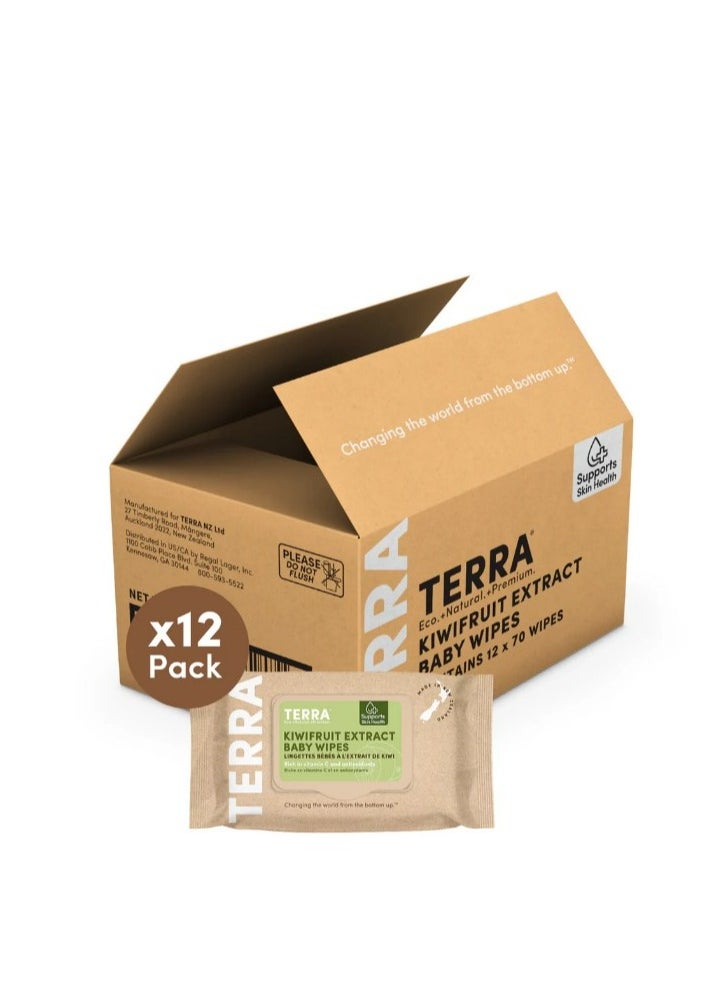 Terra - Bamboo Baby Wipes With Kiwifruit Extract  And Pure New Zealand Water 100 Percent Biodegradable - Bamboo Fiber Unscented Baby Wipes for Sensitive Skin (Pack of 12) - Image 1