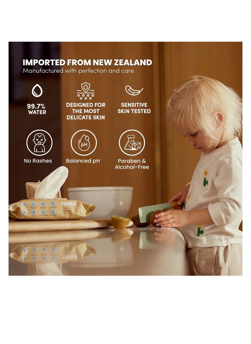 Terra - Bamboo Baby Wipes With Kiwifruit Extract  And Pure New Zealand Water 100 Percent Biodegradable - Bamboo Fiber Unscented Baby Wipes for Sensitive Skin (Pack of 12) - Image 1