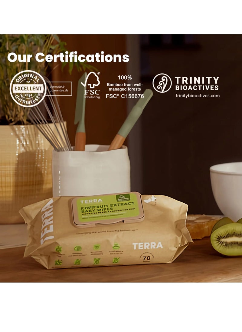 Terra - Bamboo Baby Wipes With Kiwifruit Extract  And Pure New Zealand Water 100 Percent Biodegradable - Bamboo Fiber Unscented Baby Wipes for Sensitive Skin (Pack of 12) - Image 1
