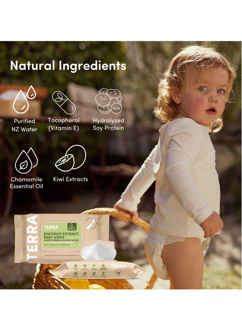 Terra - Bamboo Baby Wipes With Kiwifruit Extract  And Pure New Zealand Water 100 Percent Biodegradable - Bamboo Fiber Unscented Baby Wipes for Sensitive Skin (Pack of 12) - Image 1