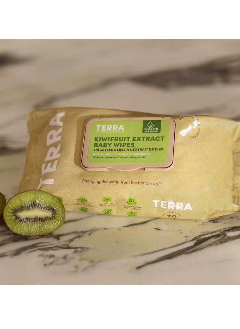 Terra - Bamboo Baby Wipes With Kiwifruit Extract  And Pure New Zealand Water 100 Percent Biodegradable - Bamboo Fiber Unscented Baby Wipes for Sensitive Skin (Pack of 12) - Image 1