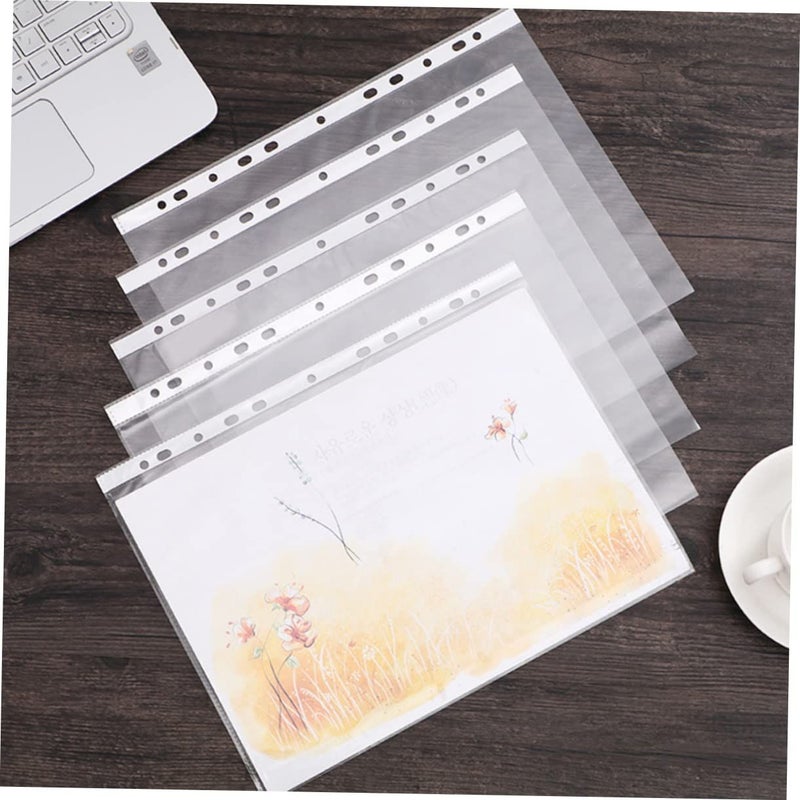 100 Pcs A4 Clear Sheet Protectors 11 Hole Document Folder Sleeves For Office File Organizing - Image 4