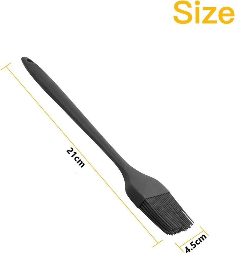 Baskety Silicone NonStick Heat Resistant Spatula Multi Purpose Tools for Kitchen Cooking Set of 2 BlackSilicone Basting Brush 21cm - Image 2