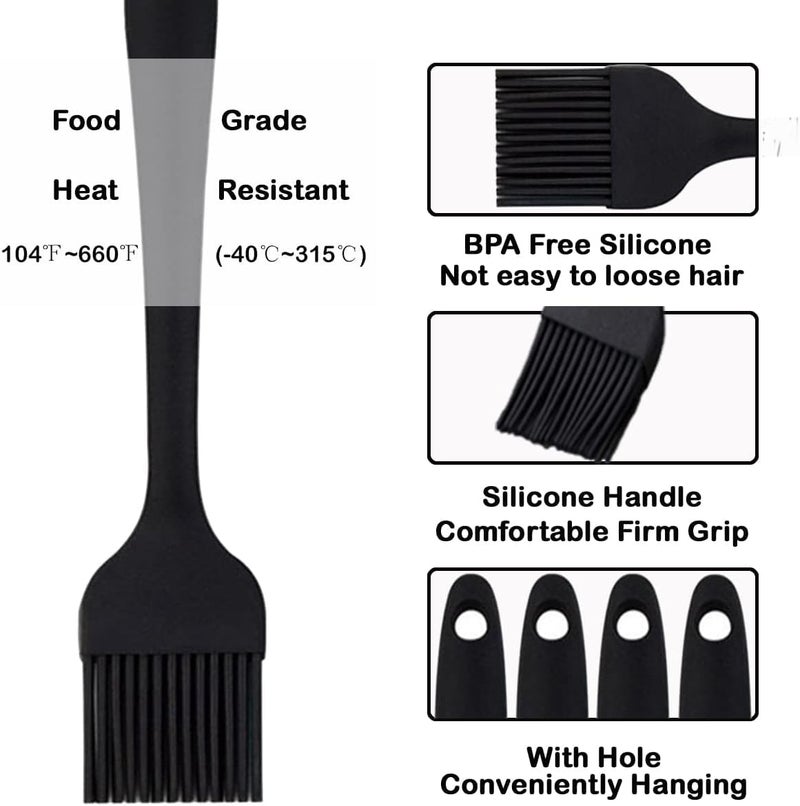 Baskety Silicone NonStick Heat Resistant Spatula Multi Purpose Tools for Kitchen Cooking Set of 2 BlackSilicone Basting Brush 21cm - Image 3