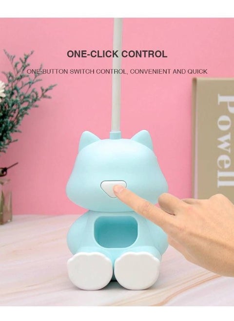 1-Piece Multifunction Bear Shape Table Lamp Flexible Adjustable Wire Desk Lamp with Storage USB Charging Mobile Holder Night Light