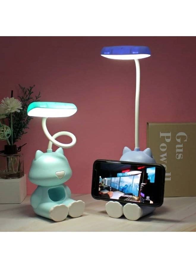fashionhome - 1-Piece Multifunction Bear Shape Table Lamp Flexible Adjustable Wire Desk Lamp with Storage USB Charging Mobile Holder Night Light - Image 1