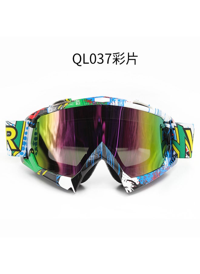 Ql037 Color Film Off-road Motorcycle Goggles Windbreak Ski Goggles Electric Locomotive Outdoor Goggles Sports Cycling Helmet Goggles