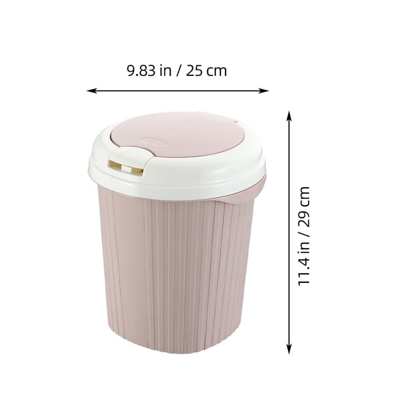 صندوق قمامة من النوع الدفعي 10 لتر كبير للمطبخ وردي مع غطاء سلة نفايات المنزل الحمام - Image 3