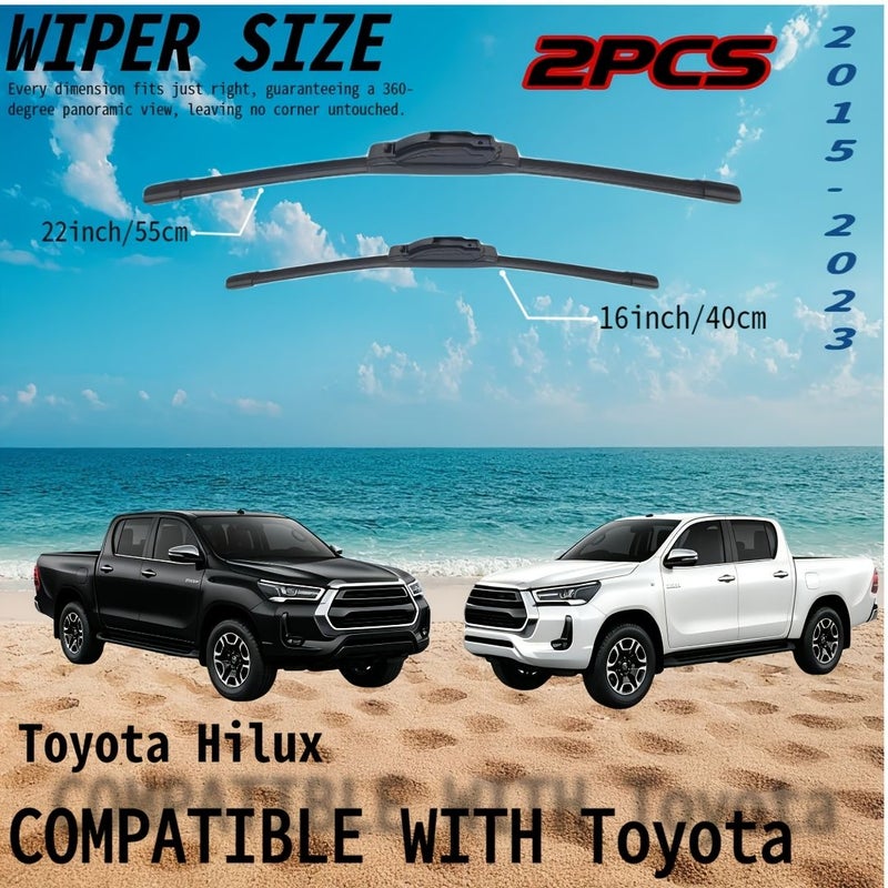 All Season Windshield Wiper Blades 22 16 Inch for Toyota Hilux 2015-2023 Streak Free Driving - Image 3