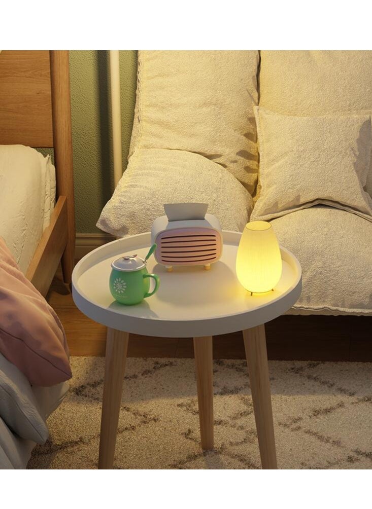 MIXDE - White Round Side Table Tray Nightstand Sofa Coffee End Table for Living Room, Bedroom, Small Spaces, Easy Assembly Bedside Table - Image 1