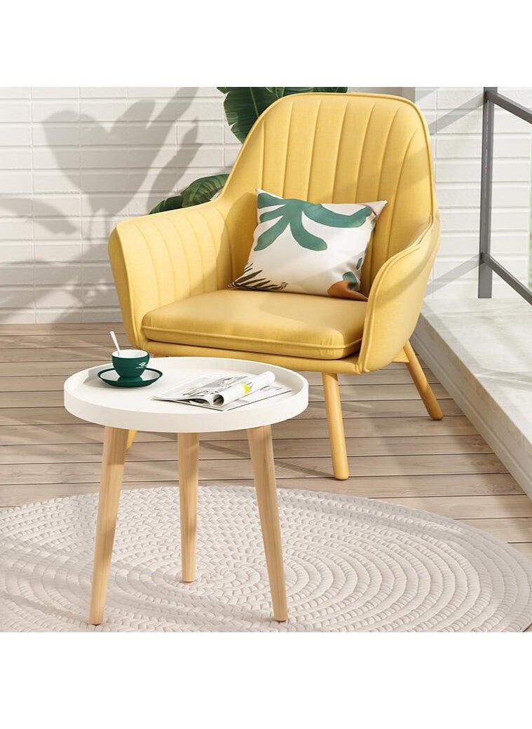 MIXDE - White Round Side Table Tray Nightstand Sofa Coffee End Table for Living Room, Bedroom, Small Spaces, Easy Assembly Bedside Table - Image 1