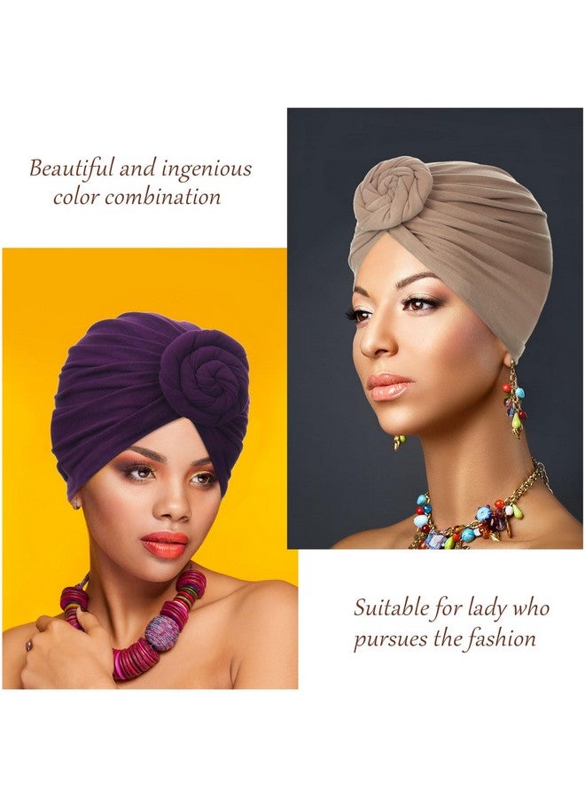 ساتينور غطاء رأس أفريقي من ساتينور، 4 قطع، عمامة للنساء ذوات البشرة السوداء، غطاء رأس، وشاح رأس، قبعة (أرجواني، أسود، أزرق داكن، بني فاتح) - Image 4