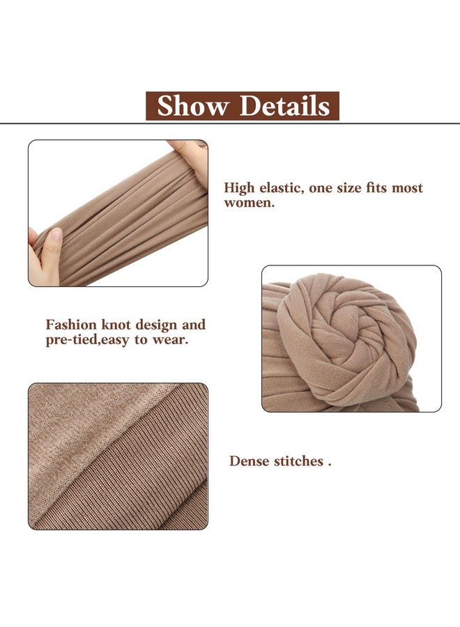 ساتينور غطاء رأس أفريقي من ساتينور، 4 قطع، عمامة للنساء ذوات البشرة السوداء، غطاء رأس، وشاح رأس، قبعة (أرجواني، أسود، أزرق داكن، بني فاتح) - Image 3