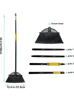 Xifando Xifando Four-Section Telescopic Rod Long-Handled Broom, Heavy-Duty Broom, Angle Broom for Outdoor/Indoor  - Image 3
