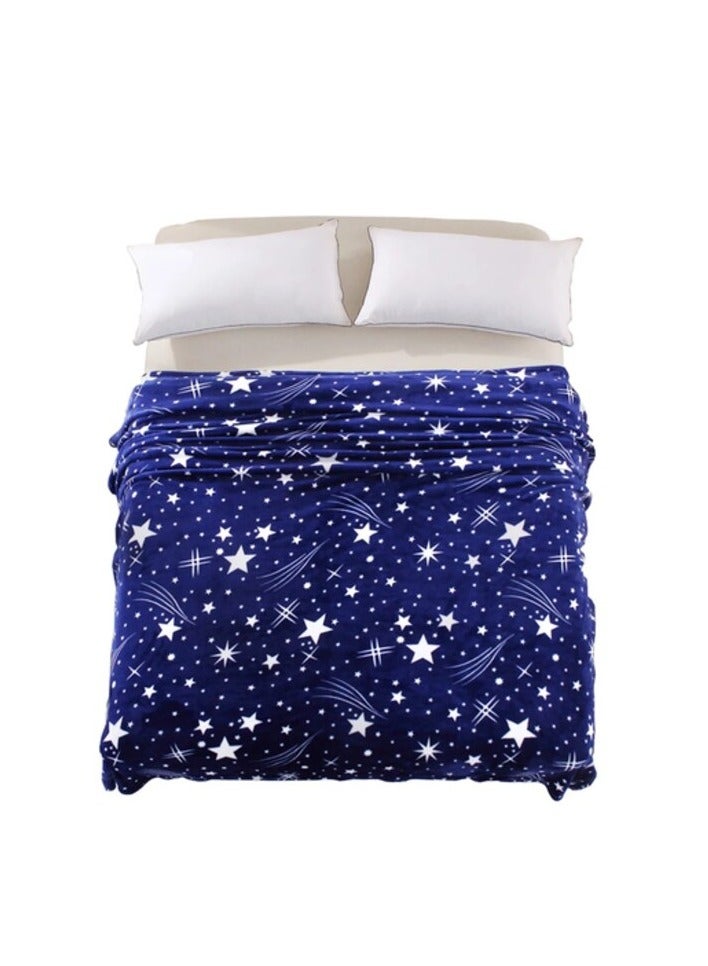 PROMASS Silky Soft Single Blanket Stars Printed Flannel Throw for Sofa - Image 1