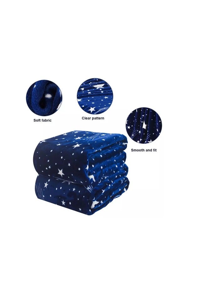 PROMASS Silky Soft Single Blanket Stars Printed Flannel Throw for Sofa - Image 2