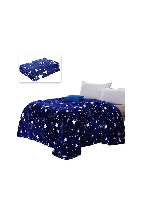 PROMASS Silky Soft Single Blanket Stars Printed Flannel Throw for Sofa - Image 3