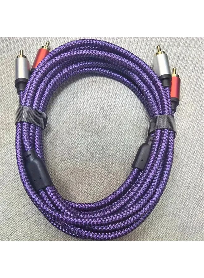 Purple Braided RCA Male to Male Audio Cable 118 11inch Gold Connectors for TV Amplifier Mixer - Image 1