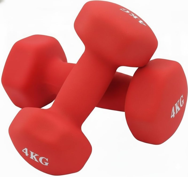 Dumbbells Set, 4KG Exercise Weights for Home Gym Fitness Equipment - Red - Image 3