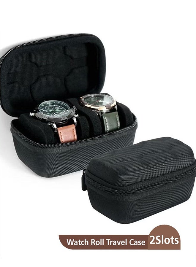 صندوق لفافات سفر للساعات لساعتين، منظم صندوق الساعات، حامل عرض تخزين محمول للساعات الكبيرة حتى 60 مم - Image 1