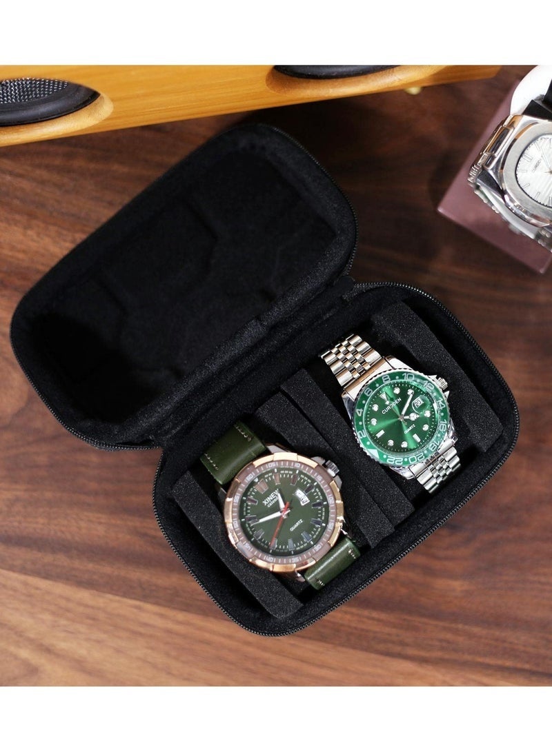 صندوق لفافات سفر للساعات لساعتين، منظم صندوق الساعات، حامل عرض تخزين محمول للساعات الكبيرة حتى 60 مم - Image 2
