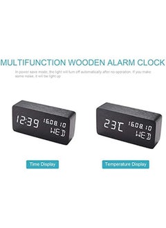 MOXO Desk Wooden Alarm Clock with Voice Control Date Temperature Adjustable 3 Brightness Display LED Digital Alarm Clocks for Bedroom Bedside  - Image 5
