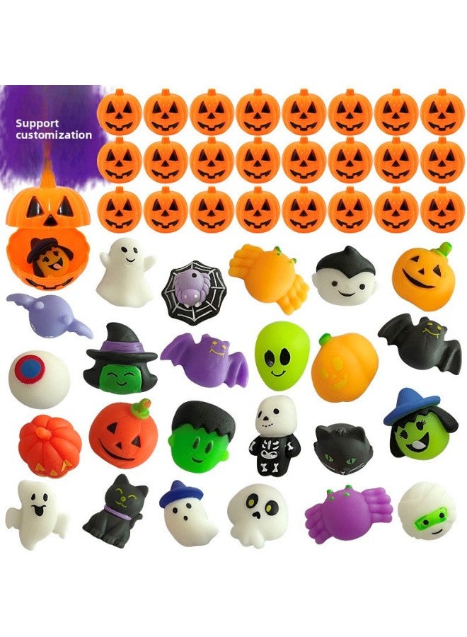 Cross Border Halloween Pinch Fun Toy Trick Mini Pumpkin Bucket Decompression Party Gift Set Blind Box Toy-Color:D [bagged, 24 Pumpkins +24 Pinching Music]] - Image 1
