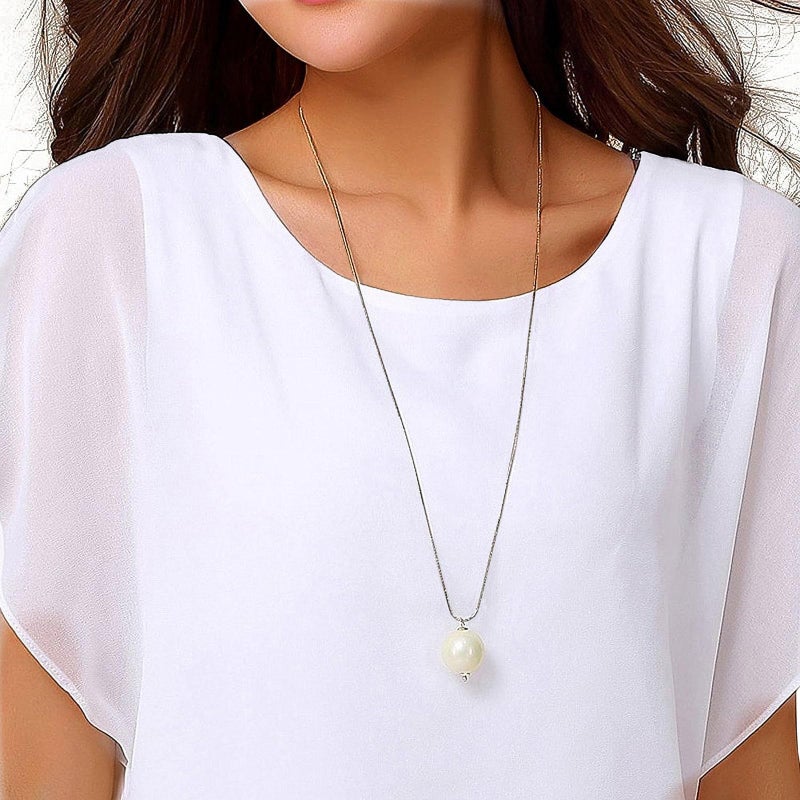 Neineiwu Women's Summer Casual Loose Short Sleeve Round Neck T-Shirt Chiffon Top Blouse (White,Large) - Image 3