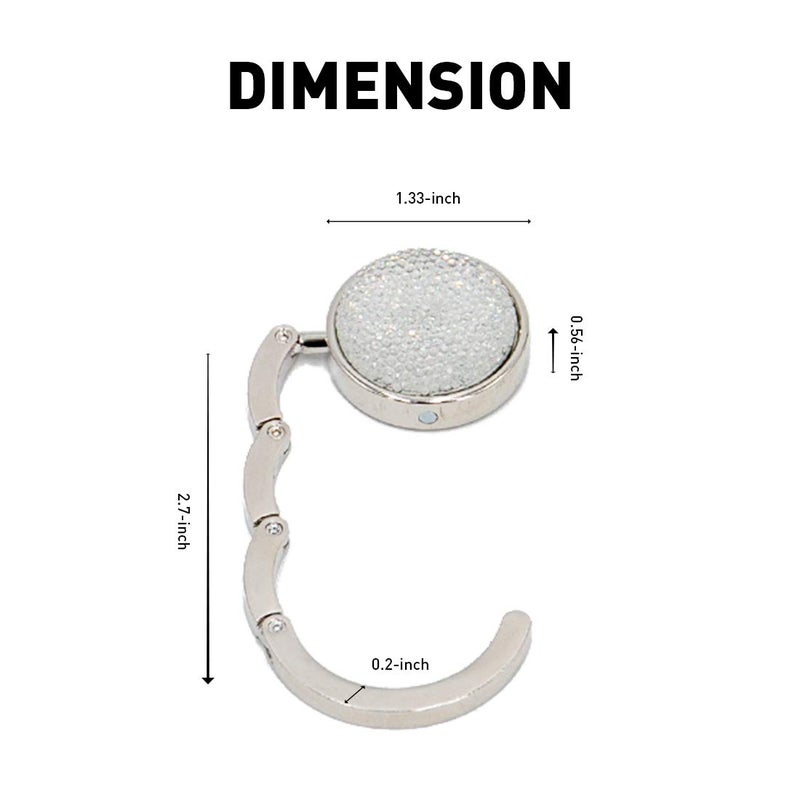 Tanosii Foldable Purse Hook Floding Handbag Hanger Bling Rhinestone Bag Holder For Table Desk 1 Pcs White - Image 2