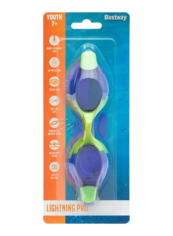 Bestway Bestway, Lightning Pro Swimming Goggles for Kids Anti Fog UV Protection Swim Glasses Adjustable Strap Leak Proof Pool Goggles Assorted Colors 1 Pc Color May Vary