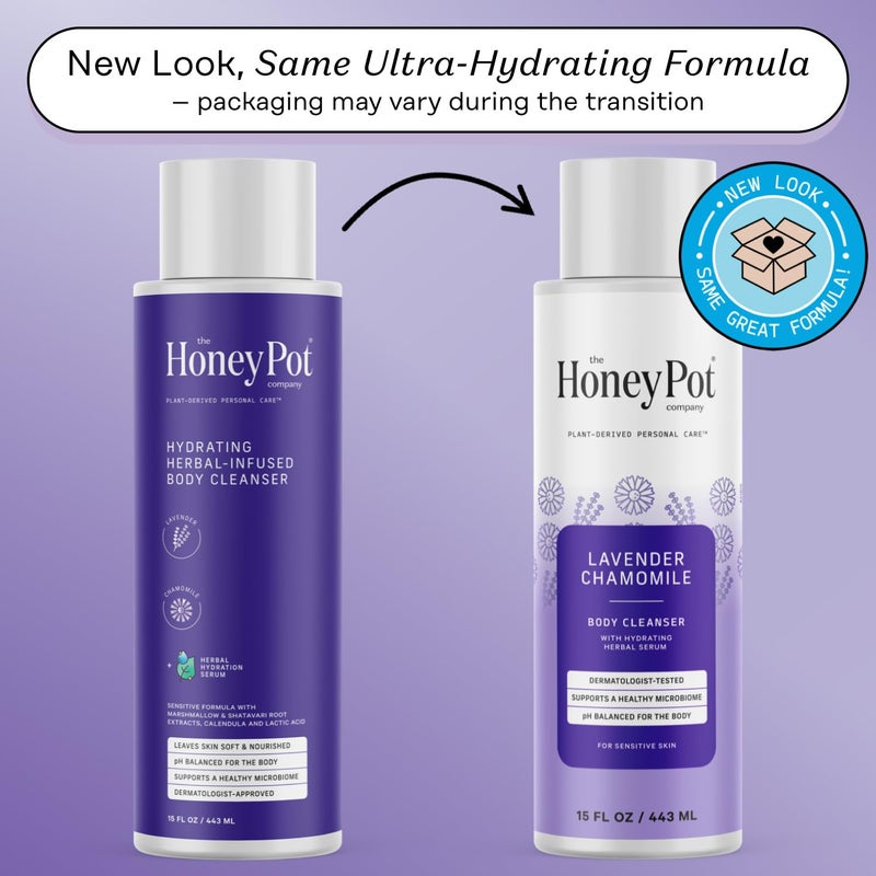 The Honey Pot Company - Body Wash for Women - Lavender Chamomile Hydrating Body Cleanser - Moisturize & Cleanse Skin - Free of Parabens & Sulfates - 15 Fl. Oz - Image 2