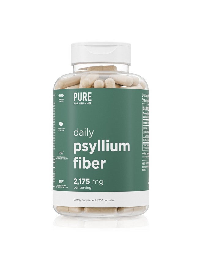 Pure for Men Daily Psyllium Husk Fiber Supplement Pure for Her | Digestive Regularity & Gut Health Support | Soluble Fiber Powder, 2,175mg Per Serving | 250 Capsules - Image 1