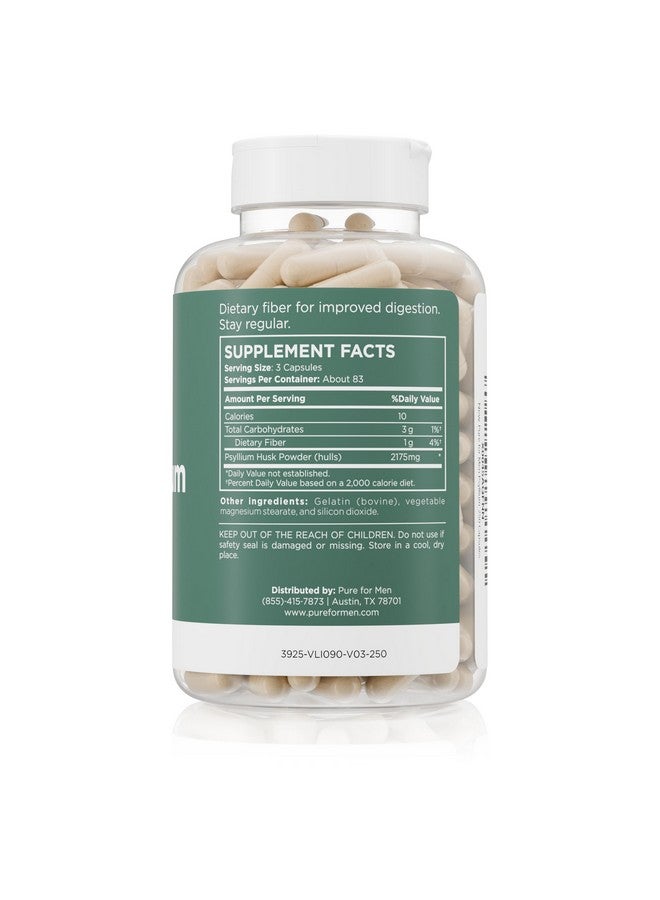 Pure for Men Daily Psyllium Husk Fiber Supplement Pure for Her | Digestive Regularity & Gut Health Support | Soluble Fiber Powder, 2,175mg Per Serving | 250 Capsules - Image 2