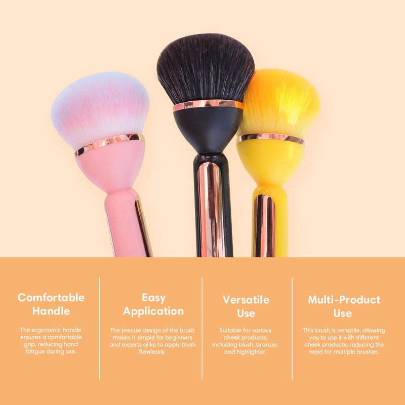 Gleva Multipurpose Professional Powder & Blush Cheek Brush, Travel Cosmetic Brush Perfect for Cheek Forehead Jawline Nose Blending Flawless Highlighter Brush For Women's & Girls (Black) - Image 4