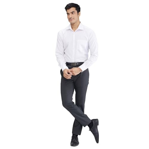 Raymond Men's Slim Fit Structure Pattern Poly Viscose Blend Flat Front Formal Trouser (Size: 32)-RMTS05410-G7 Dark Grey - Image 5