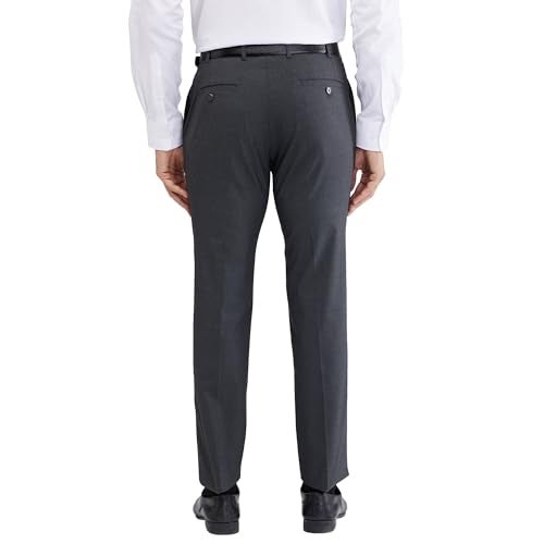 Raymond Men's Slim Fit Structure Pattern Poly Viscose Blend Flat Front Formal Trouser (Size: 32)-RMTS05410-G7 Dark Grey - Image 4