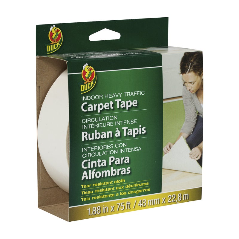Duck Brand Indoor Heavy Traffic Carpet Tape  1.88-Inch x 75 Feet  Single Roll  White (442061) - Image 1