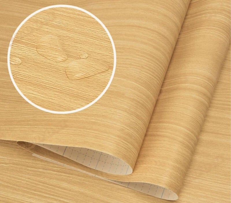 WISDOM Self Adhesive Wood Grain Wallpaper for Home Furnituer Cabinets Wallpaper 2 Feet x 8 Feet,Oak Wooden Wallpaper - Image 1
