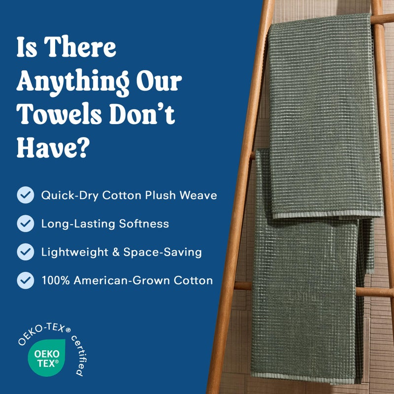 ONSEN Cotton Bath Towel â€” Sculpted Terry Texture, Quick-Dry, Low-Lint, Plush & Lightweight (Spruce, 2X Bath Towel) - Image 3