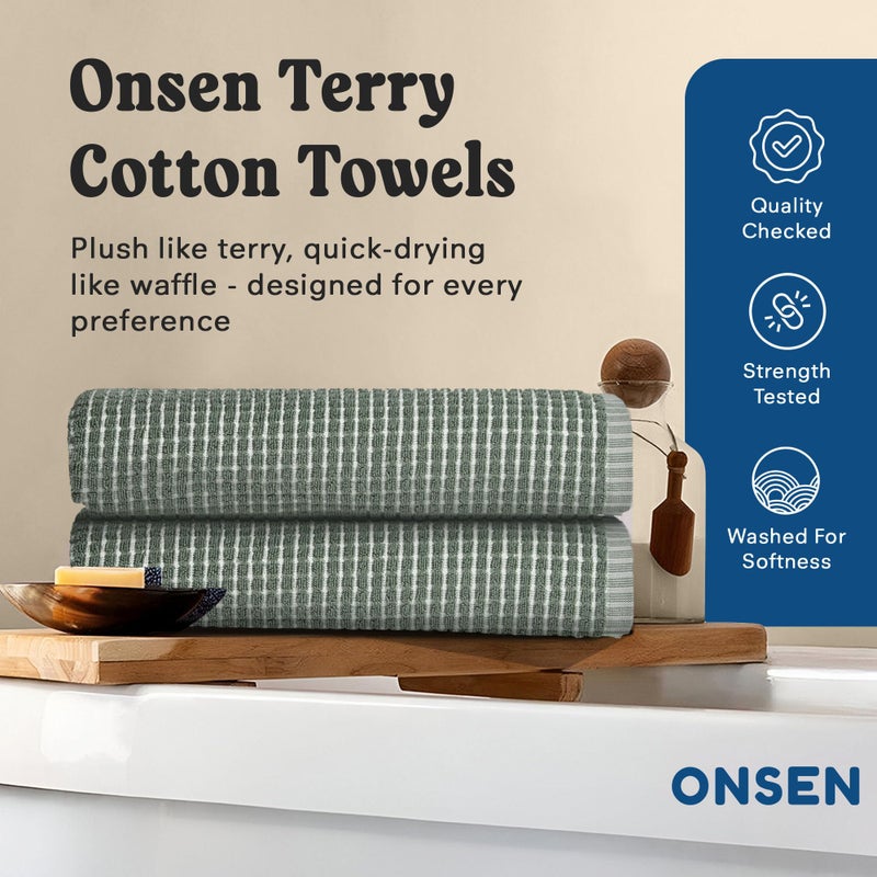ONSEN Cotton Bath Towel â€” Sculpted Terry Texture, Quick-Dry, Low-Lint, Plush & Lightweight (Spruce, 2X Bath Towel) - Image 2