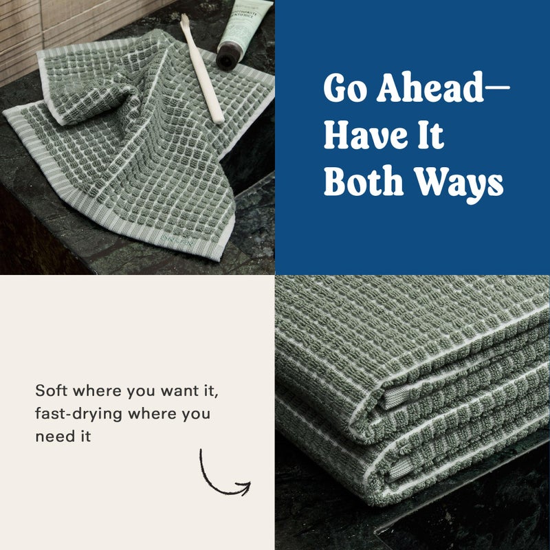 ONSEN Cotton Bath Towel â€” Sculpted Terry Texture, Quick-Dry, Low-Lint, Plush & Lightweight (Spruce, 2X Bath Towel) - Image 5